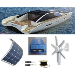 Zestaw Solarno -Wiatrowy na jacht Panel elastyczny 100W  Turbina 90W Regulator hybrydowy